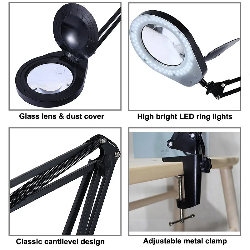 New arrival 10X Illuminated Magnifier  80 LED Magnifying Glass for Soldering Iron Repair/Table Lamp/Skincare Beauty Tool