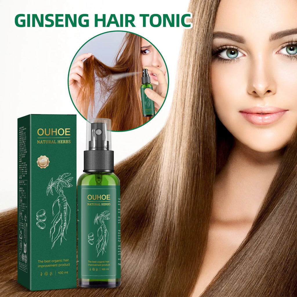 Ouhoe Ginseng Hair Growth Serum 100ml Nourish Scalp Bioactive Formula Promote Hair Regrowth Reduce Hair Fall Strengthen Roots