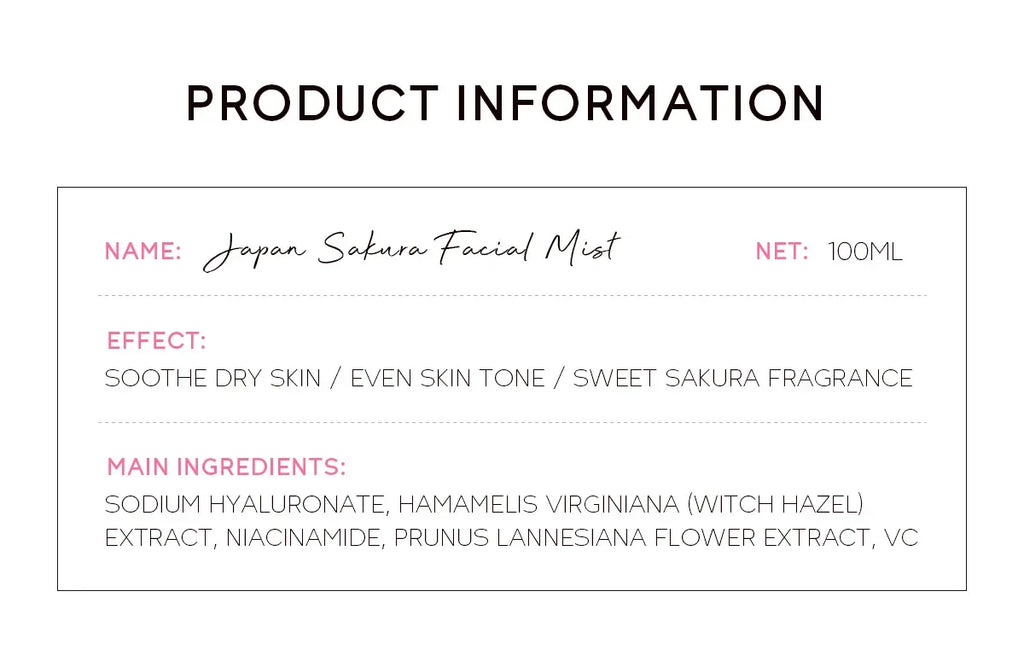 LAIKOU Sakura Facial Mist Brightening Spray Moisturizing Face Serum Brightening Toner Shrink Pores Oil Controlg Skincare 100ml