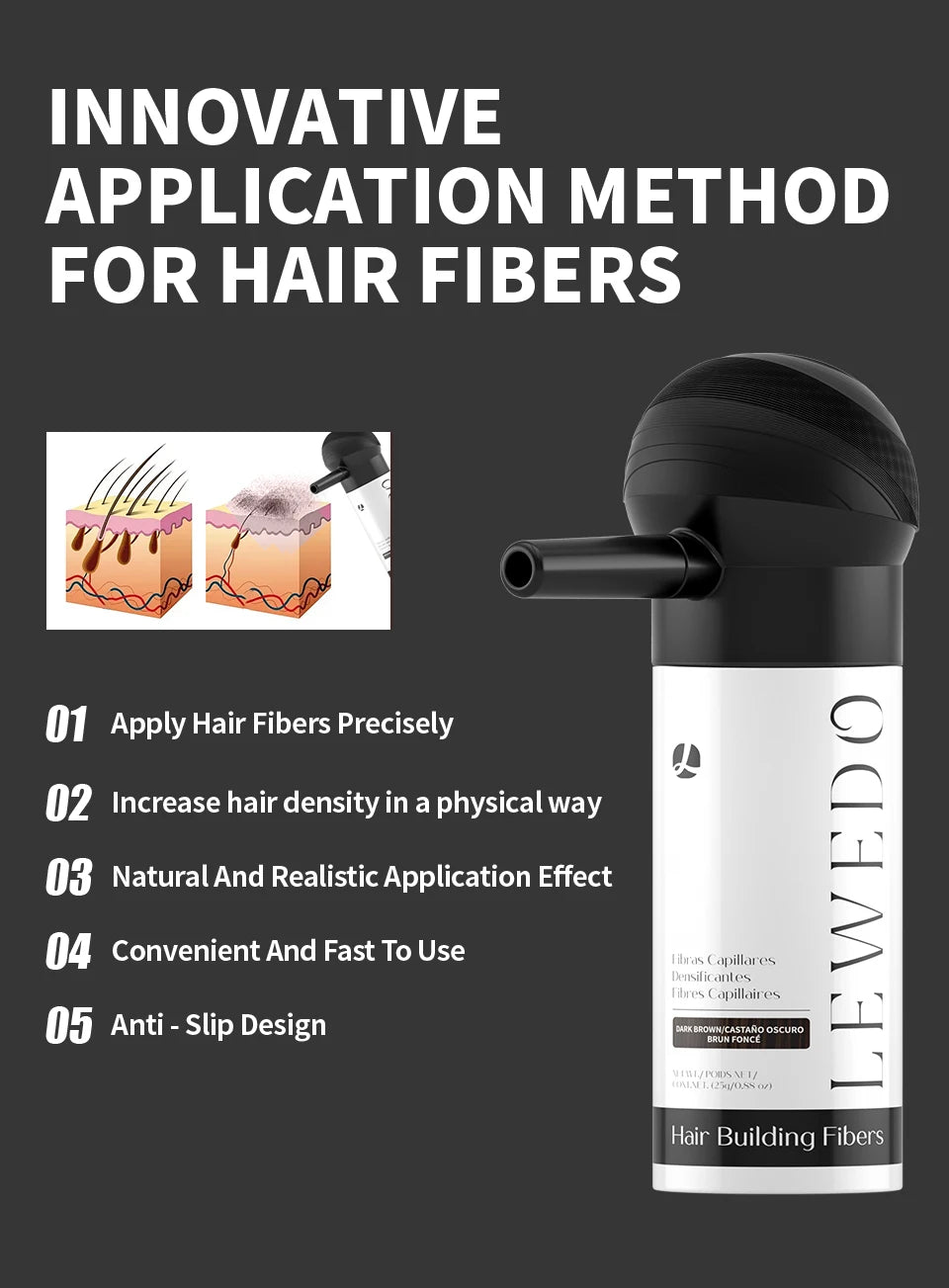 Hair Fibers Powder Instant Hair Growth Fiber Keratin Thickening Spray Applicator Hair Building Fibers Hair Loss Regrowth Powder