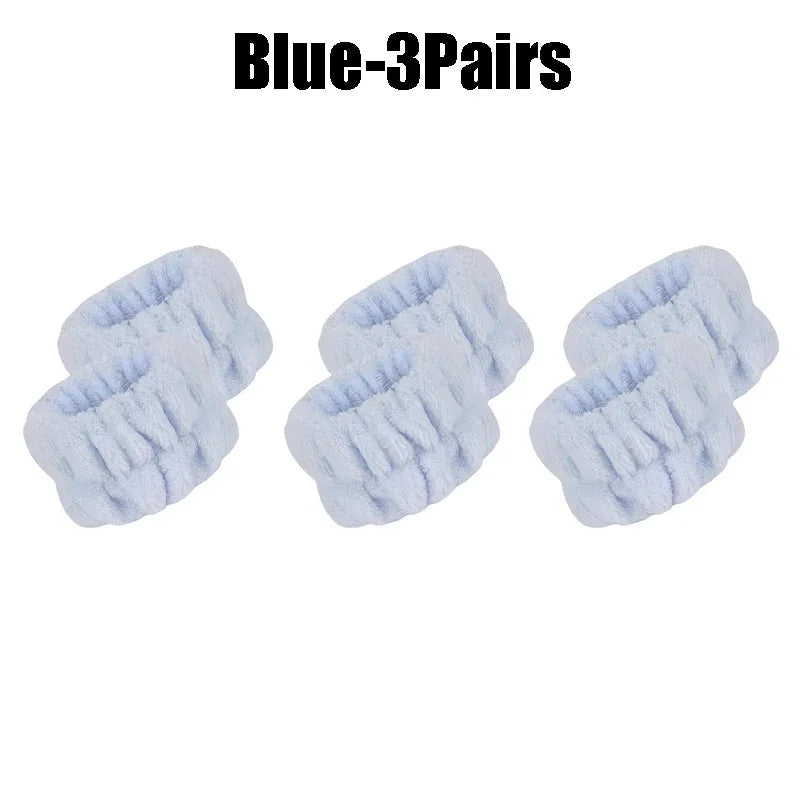 1-10Pairs Flannel Skincare Spa Wristband Makeup Facial Wrist Washband Face Towel Wash Bow Headband Scrunchie Set for Women