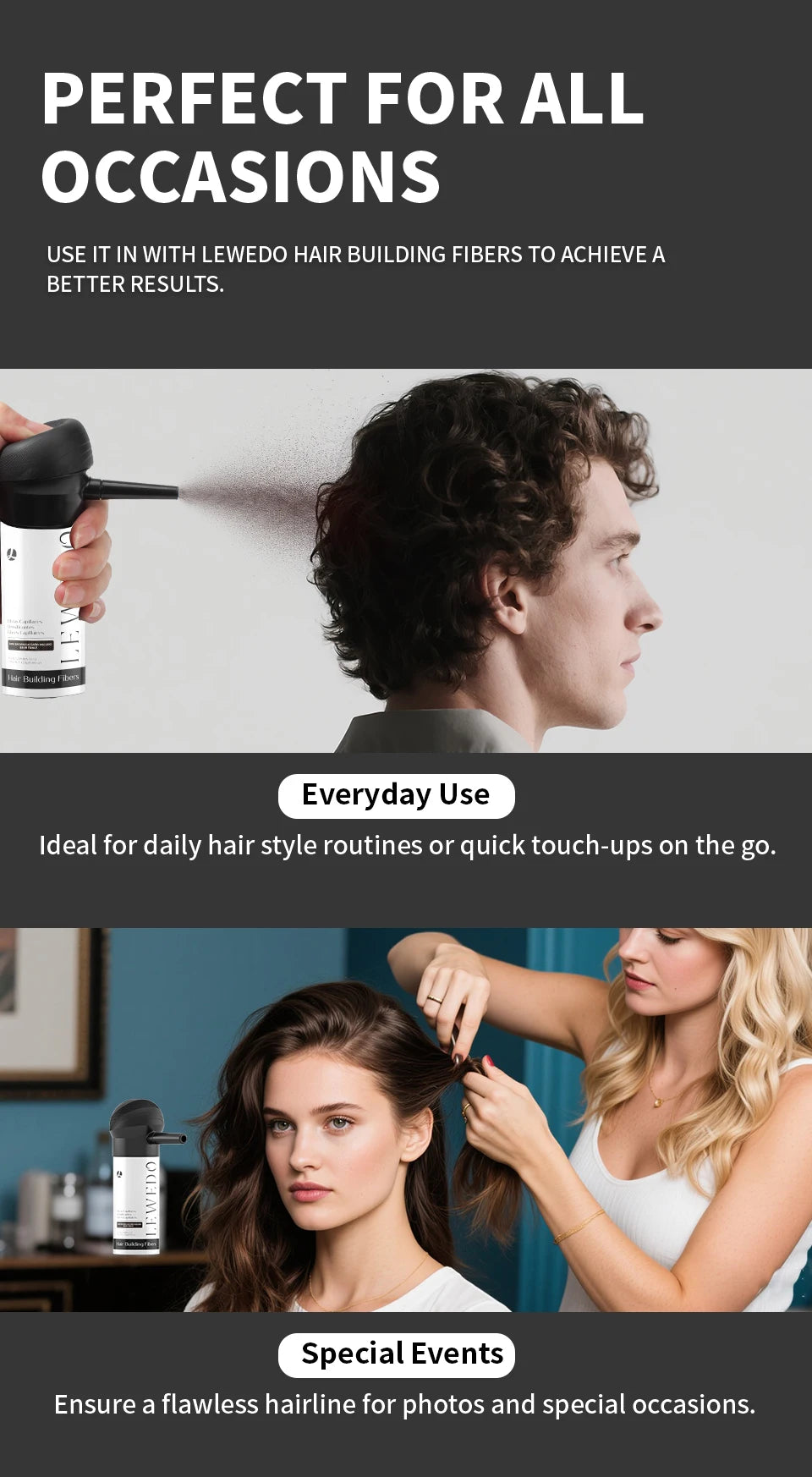 Hair Fibers Powder Instant Hair Growth Fiber Keratin Thickening Spray Applicator Hair Building Fibers Hair Loss Regrowth Powder