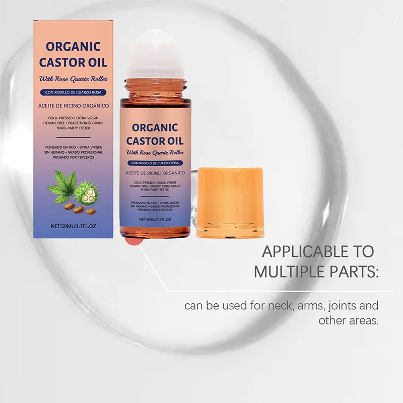 Castor Oil Roll-on For Hair & Skin Moisturizing Treatment Dry Skin, Hair Growth Frizz Control Lightens Fine Lines Nourishes Body