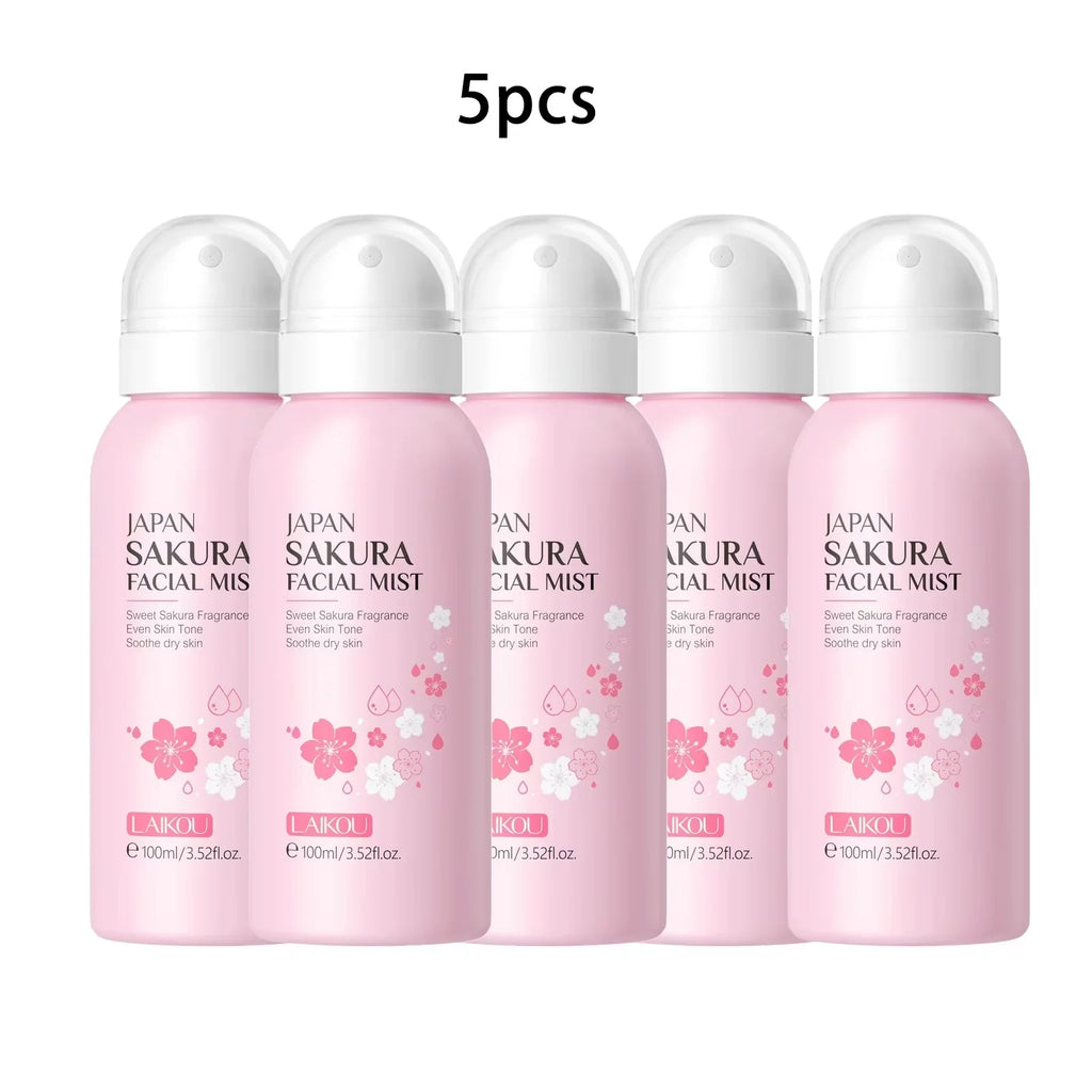 LAIKOU Sakura Facial Mist Brightening Spray Moisturizing Face Serum Brightening Toner Shrink Pores Oil Controlg Skincare 100ml