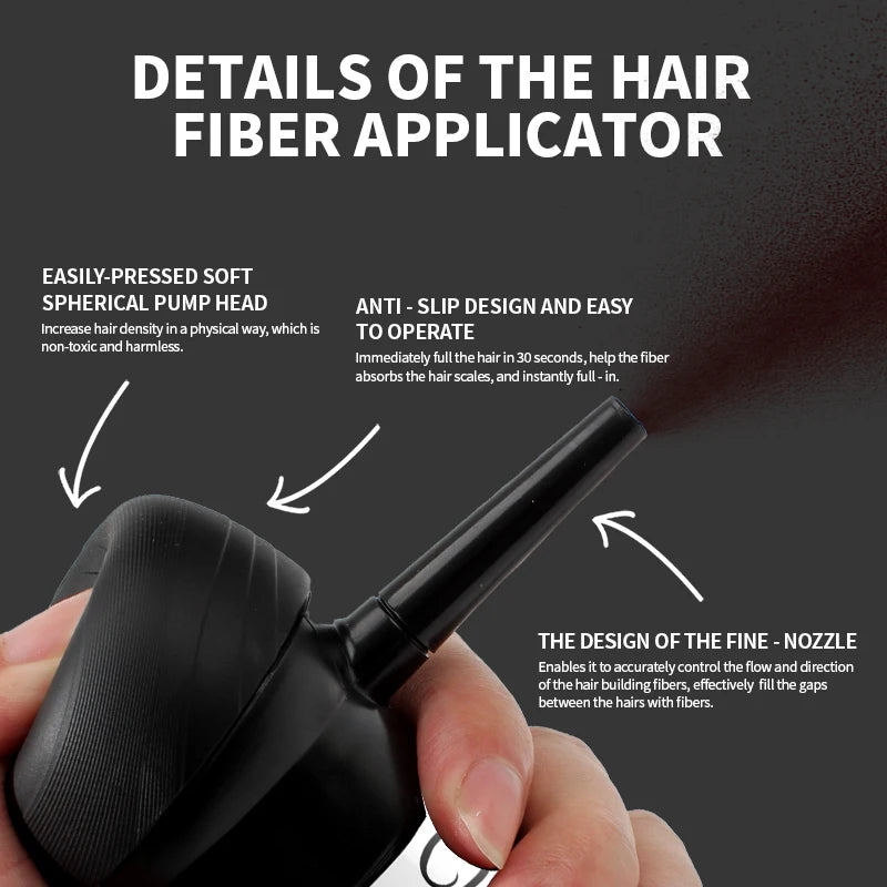 Hair Fibers Powder Instant Hair Growth Fiber Keratin Thickening Spray Applicator Hair Building Fibers Hair Loss Regrowth Powder