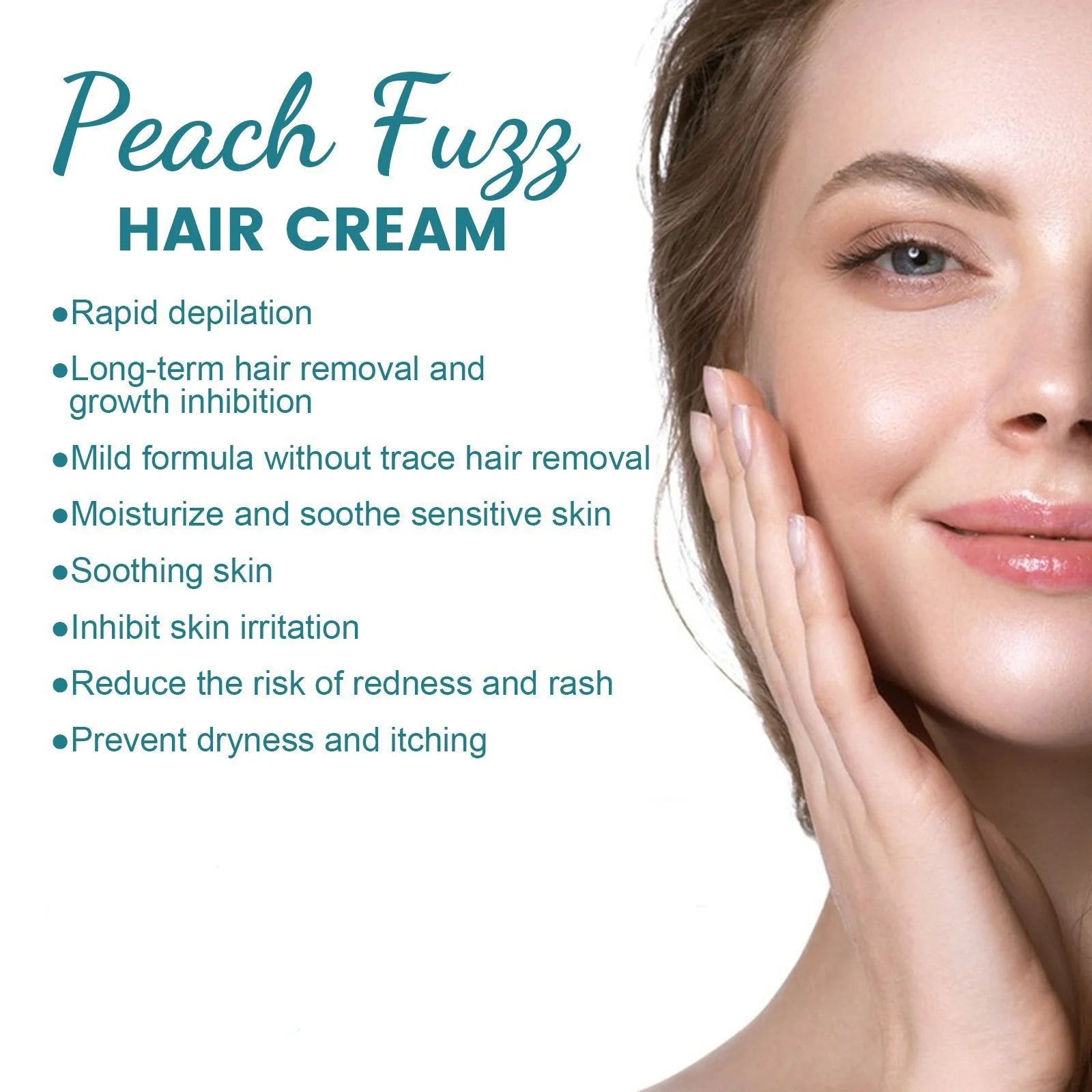 Facial Hair Remover Cream Lip Painless Depilatory Hair Growth Inhibitor Gentle Soothing Moisturizing Permanent Epilator Cream