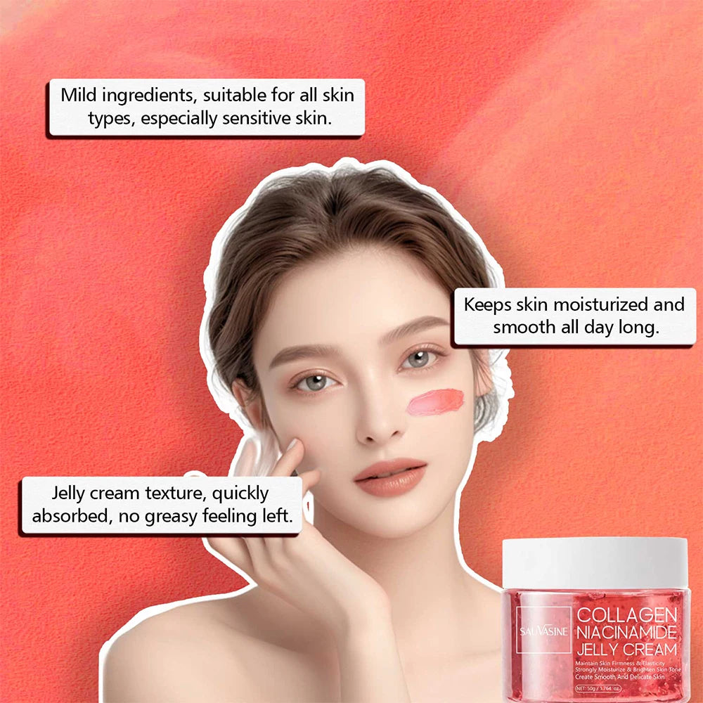 50g Collagen Jelly Cream Niacinamide Tightening Soothing Moisturizing Anti-Aging Firmness Hydration Skincare 100ml Face Gel