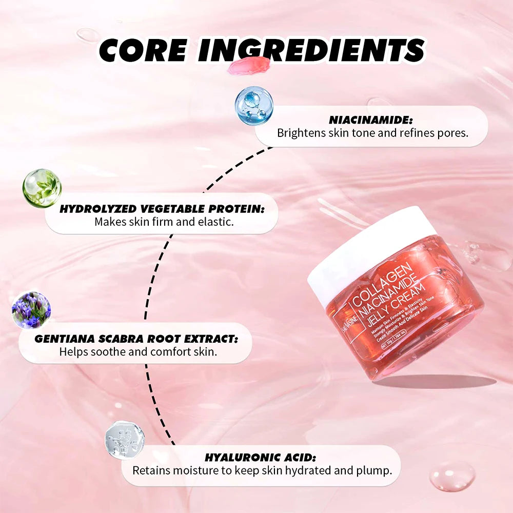 50g Collagen Jelly Cream Niacinamide Tightening Soothing Moisturizing Anti-Aging Firmness Hydration Skincare 100ml Face Gel