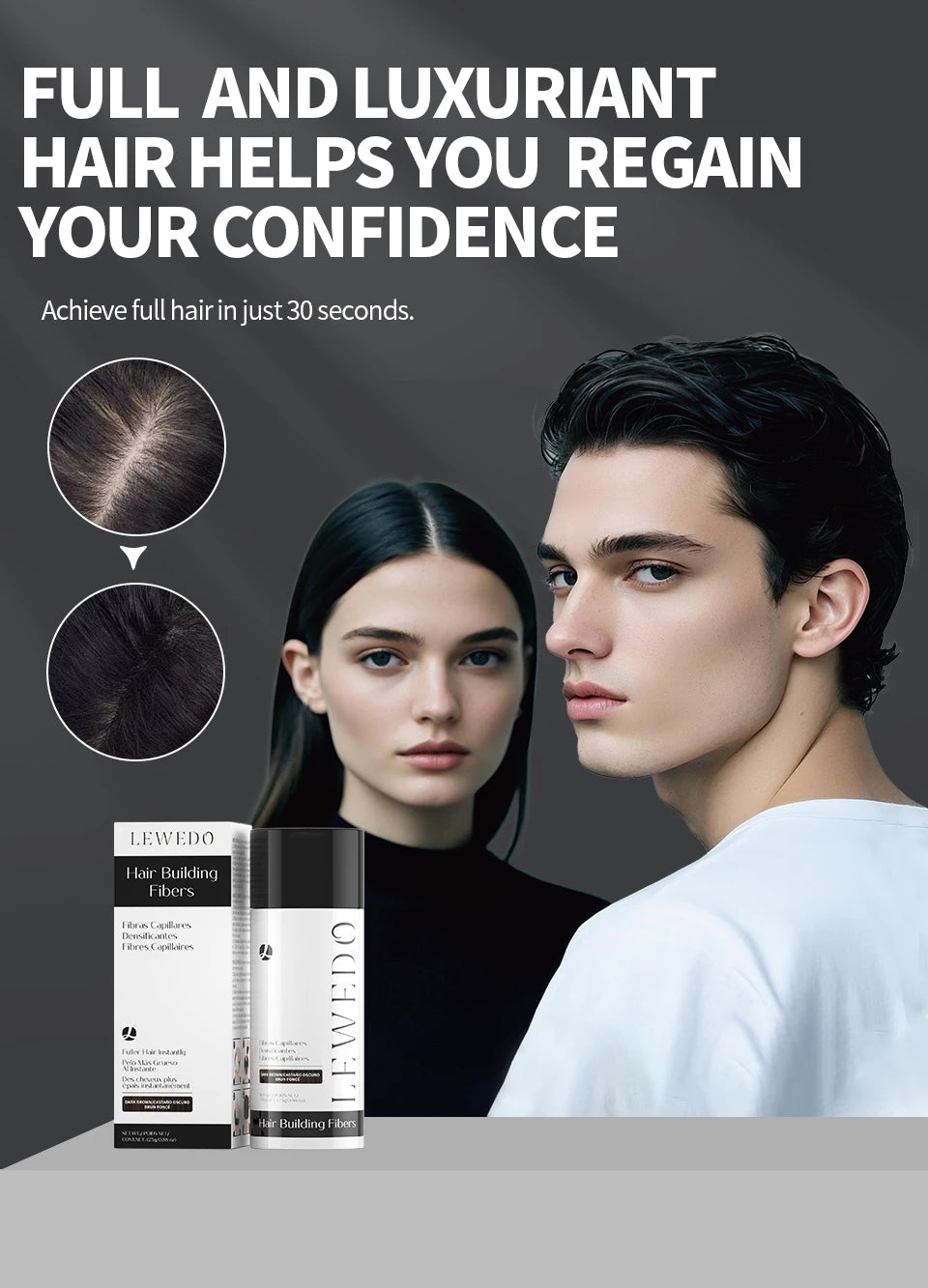 Hair Fibers Powder Instant Hair Growth Fiber Keratin Thickening Spray Applicator Hair Building Fibers Hair Loss Regrowth Powder