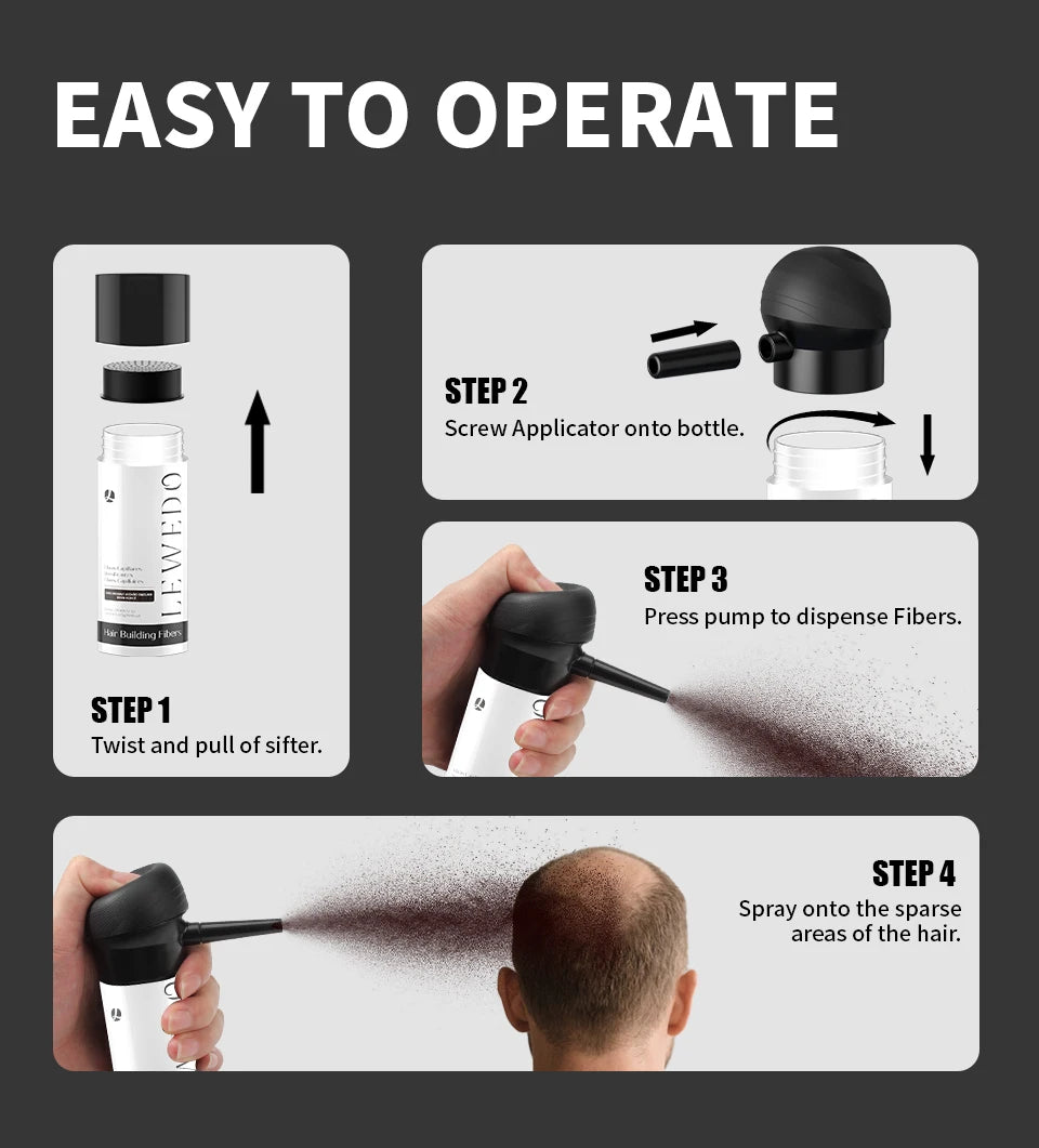 Hair Fibers Powder Instant Hair Growth Fiber Keratin Thickening Spray Applicator Hair Building Fibers Hair Loss Regrowth Powder