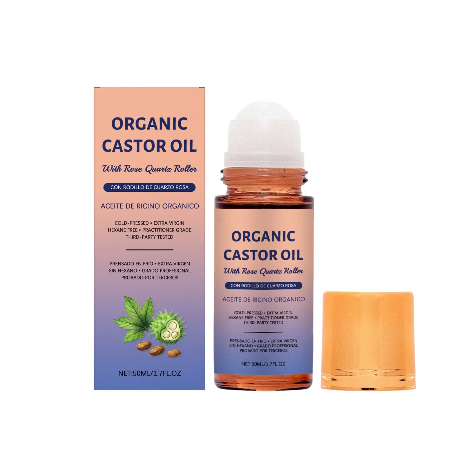 Castor Oil Roll-on For Hair & Skin Moisturizing Treatment Dry Skin, Hair Growth Frizz Control Lightens Fine Lines Nourishes Body