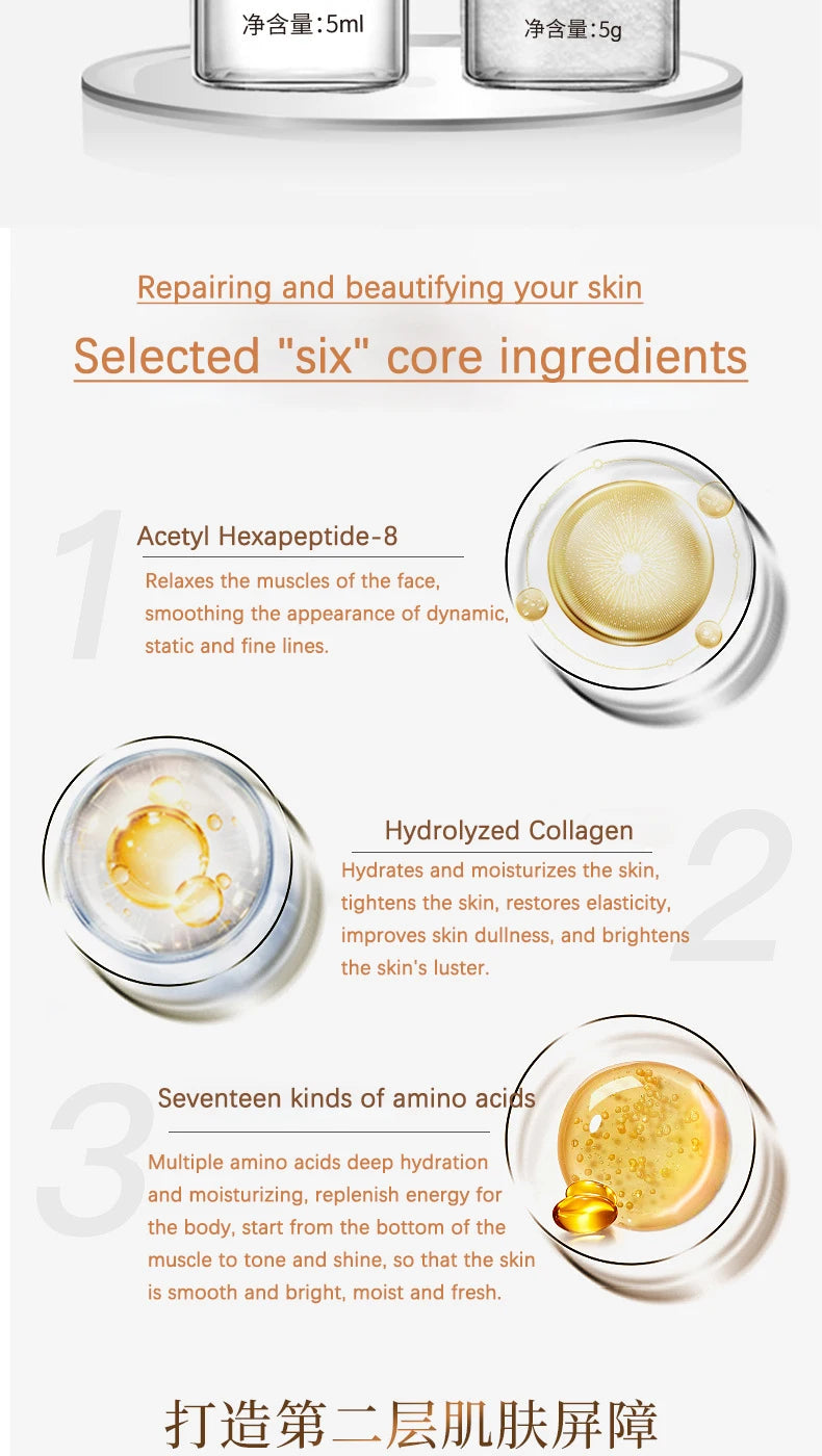 Face Collagen Peptide Hyaluronic Acid Face Mask DIY Hyaluronic acid V Face Lifting Firming Skin Rejuvenation Mask Skin Care