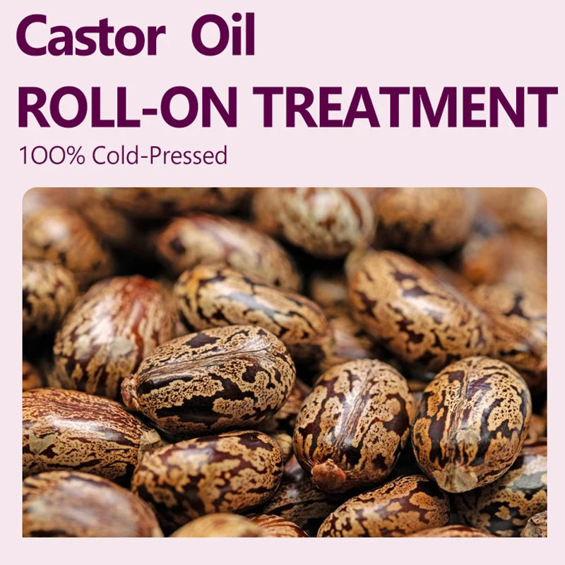 Castor Oil Roll-on For Hair & Skin Moisturizing Treatment Dry Skin, Hair Growth Frizz Control Lightens Fine Lines Nourishes Body